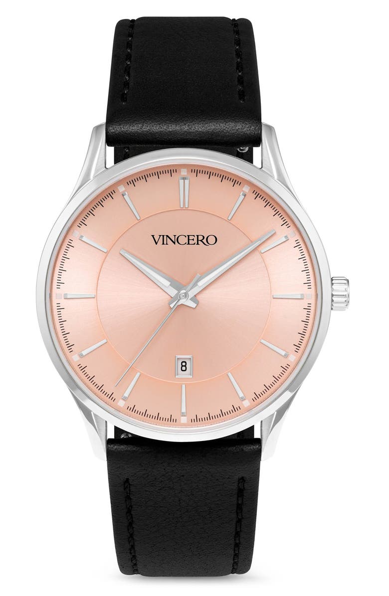 Vincero Kairos Leather Strap Watch, 38mm, Main, color, Salmon