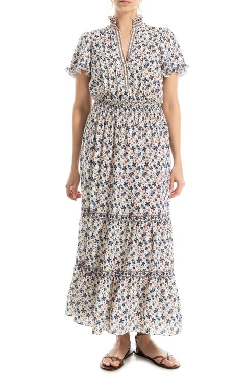 Smocked Flutter Sleeve Maxi Dress