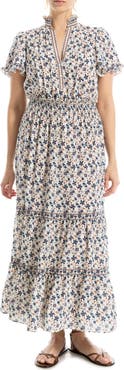 MAX STUDIO Smocked Flutter Sleeve Maxi Dress