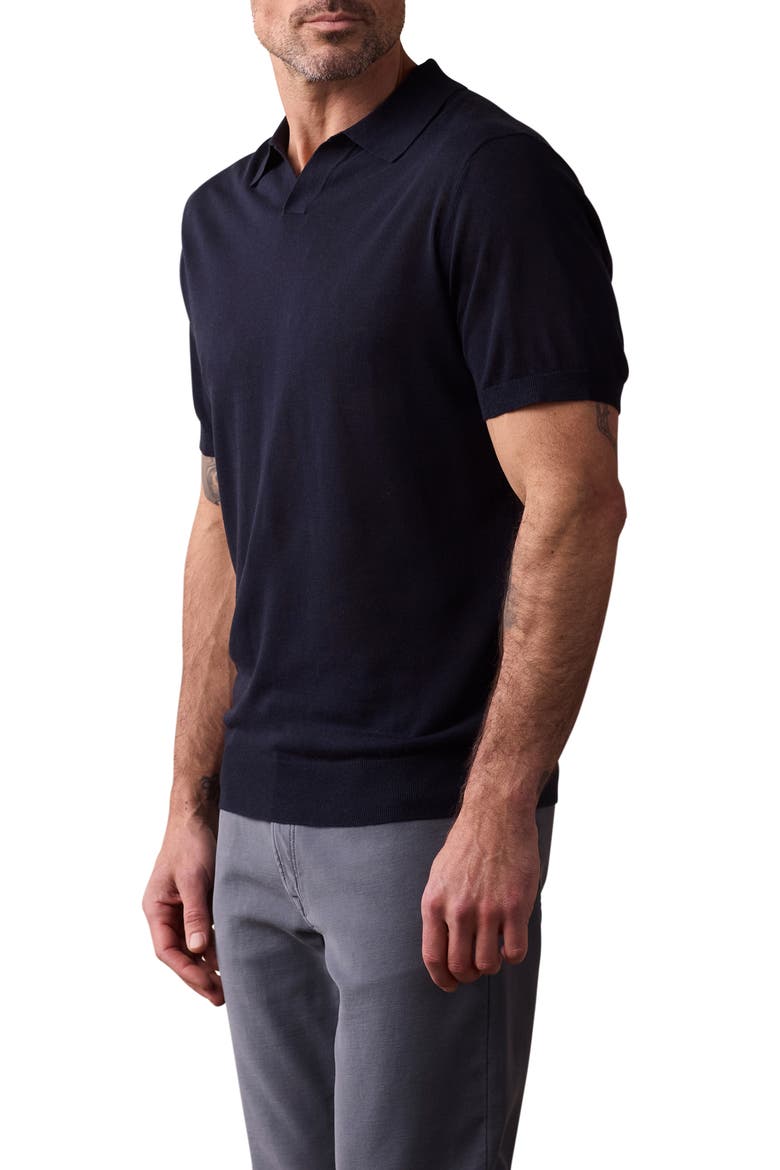 Solid Johnny Collar Polo Sweater, Alternate, color, NAVY