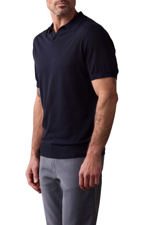 The Normal Brand Solid Johnny Collar Polo Sweater In Navy