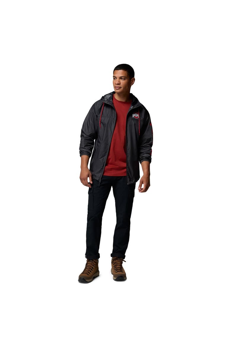 Men's Columbia  Black Ohio State Buckeyes Flash Challenger II Full-Zip Hooded Windbreaker, Alternate, color, Black