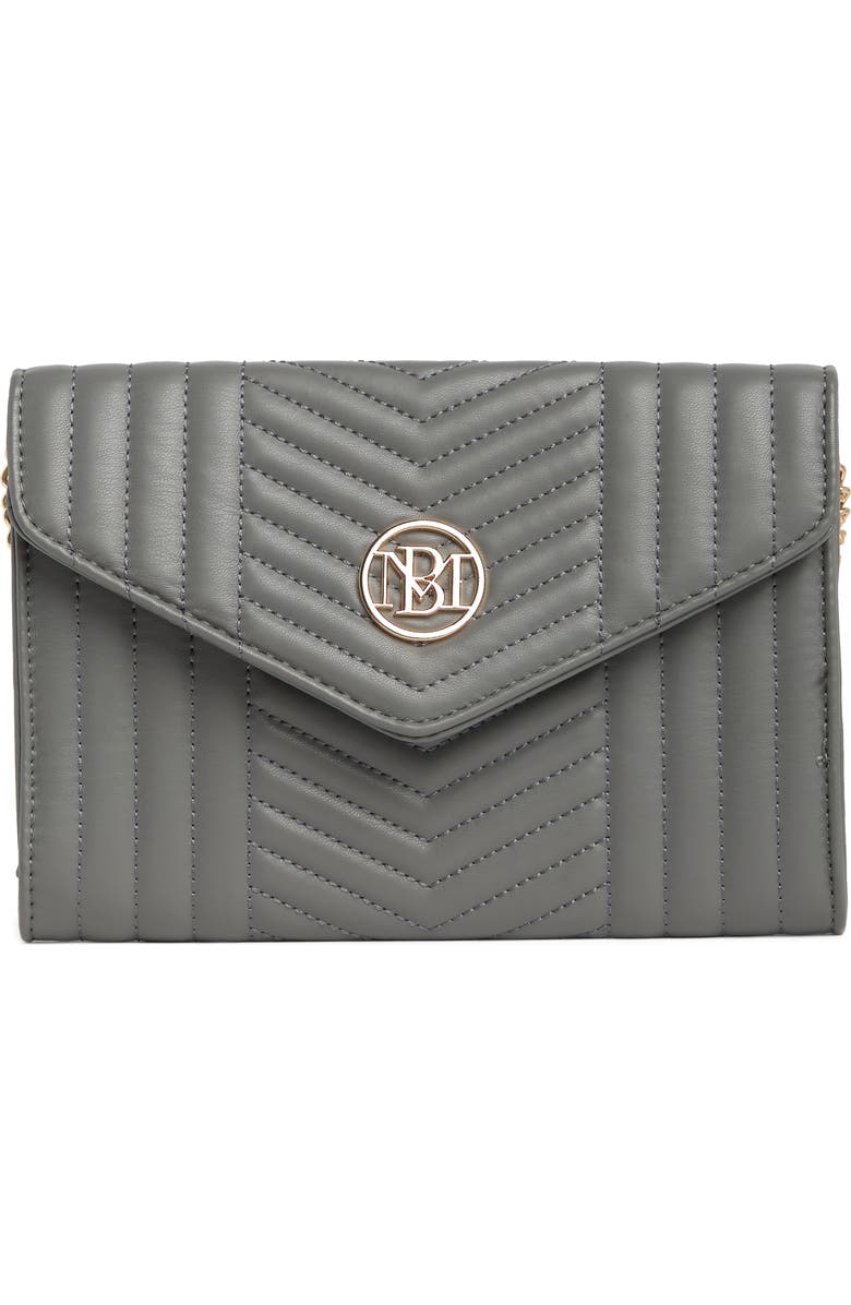 Badgley Mischka Collection Chevron Quilted Crossbody Bag, Main, color, Grey