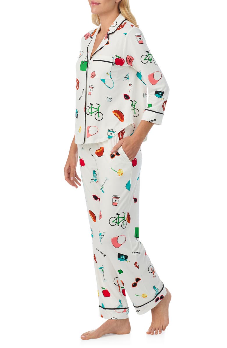Kate Spade New York print pajamas, Alternate, color, White Novel