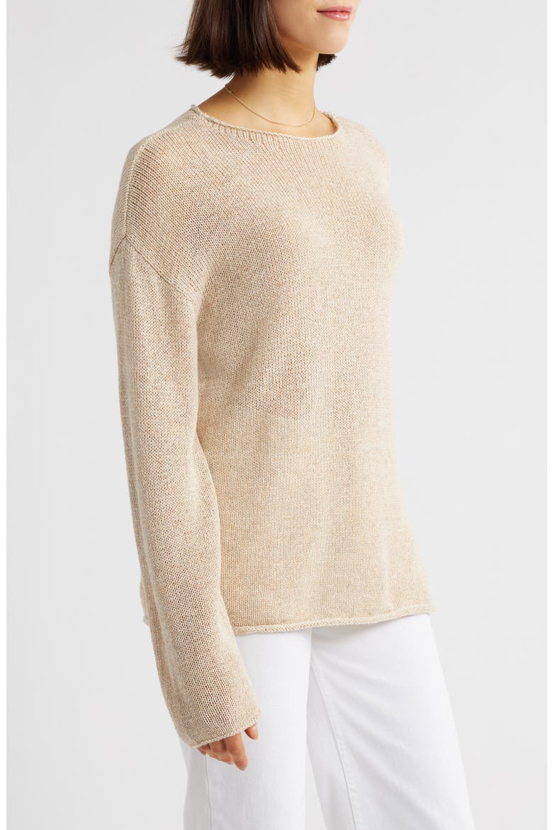 Evangeline Cotton & Linen Blend Sweater, Alternate, color, NATURAL