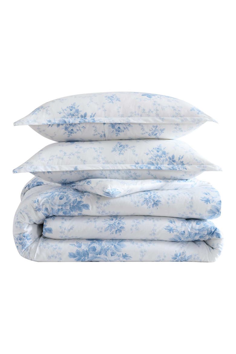 Sophia Floral Cotton Duvet Cover & Sham Set, Main, color, LIGHT BLUE