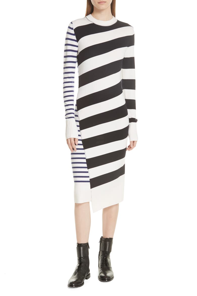 Jason Wu Mixed Stripe Merino Wool Sweater Dress, Main, color, STAR WHITE/MIDNIGHT