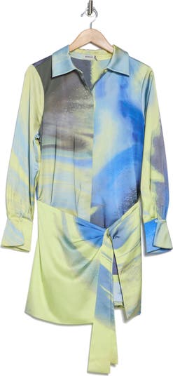 Larson Long Sleeve Satin Wrap Shirtdress