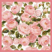 SILKSILKY Pure Silk Pink Floral Print Square Scarf