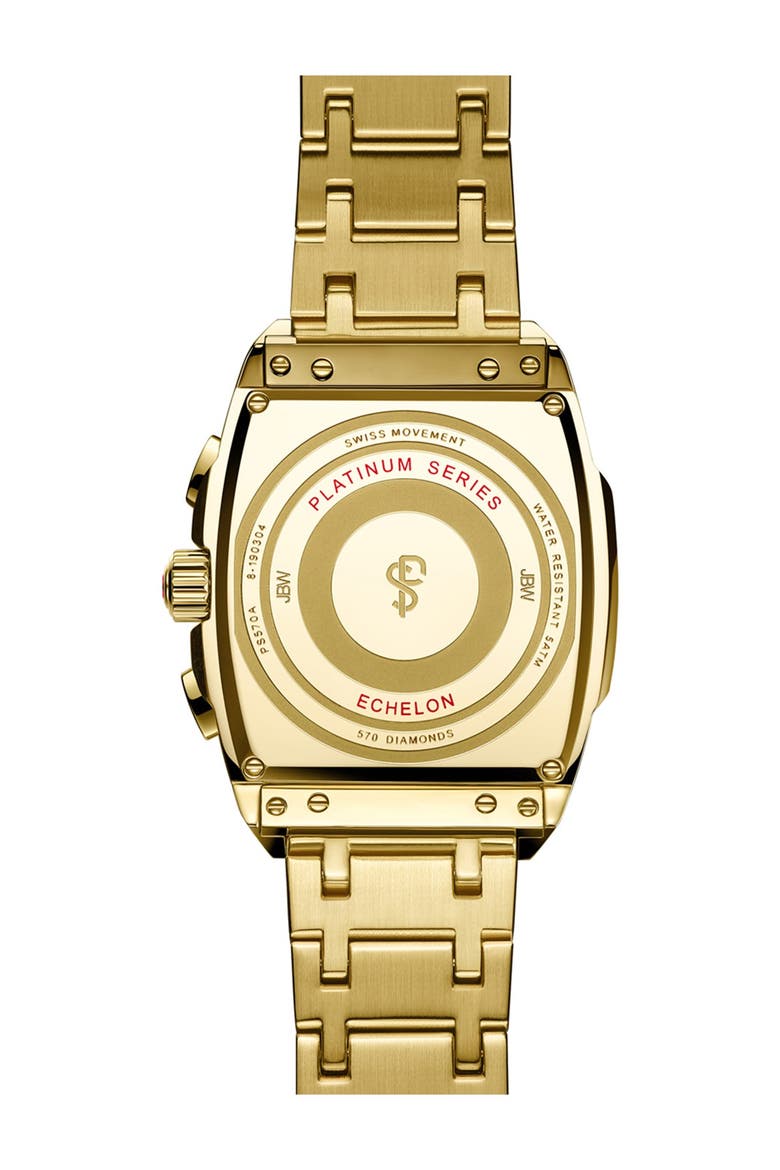 Echelon Platinum Series Pavé Diamond Multifunction Bracelet Watch, 41mm, Alternate, color, GOLD