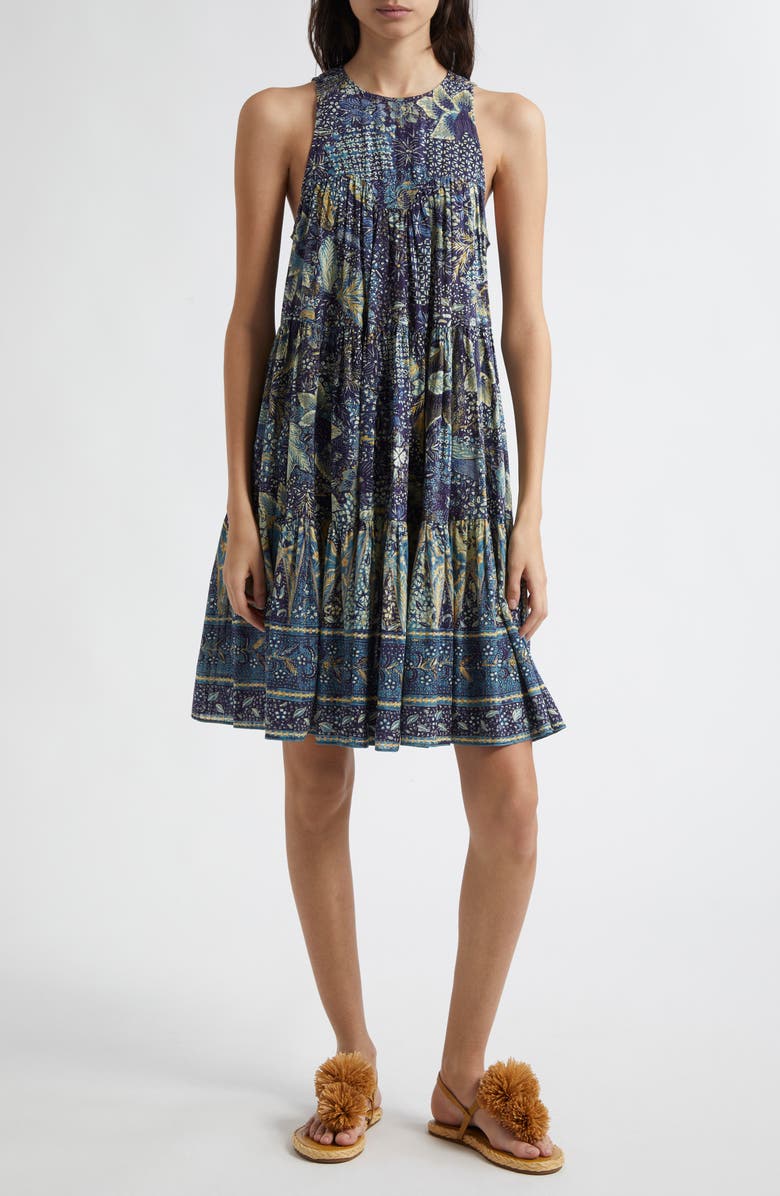 Ulla Johnson Mari Cotton Blend Trapeze Dress, Main, color, Portofino