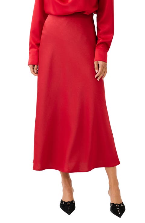 Bias Cut Satin Midi Skirt