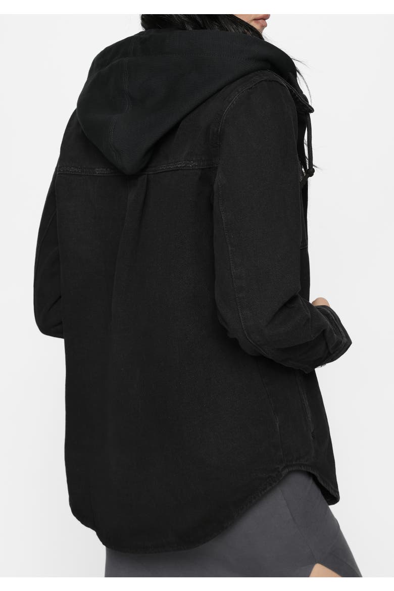 Trellis Hooded Pocket Denim Shacket, Alternate, color, Black