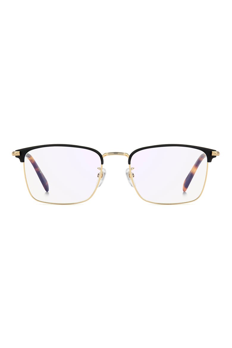 54mm Rectangular Optical Glasses, Main, color, MATTE BLACK GOLD/ BLUE SP