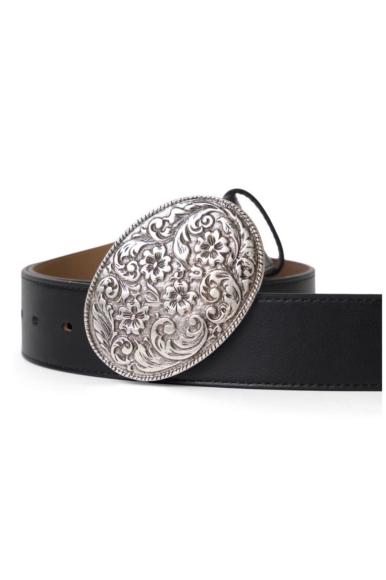 Carter Colt Leather Belt, Alternate, color, BLACK SILVER