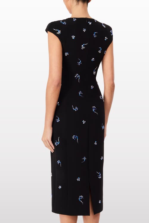 Jenny Packham Hydra Embellished Cap-sleeve Midi Dress In Black