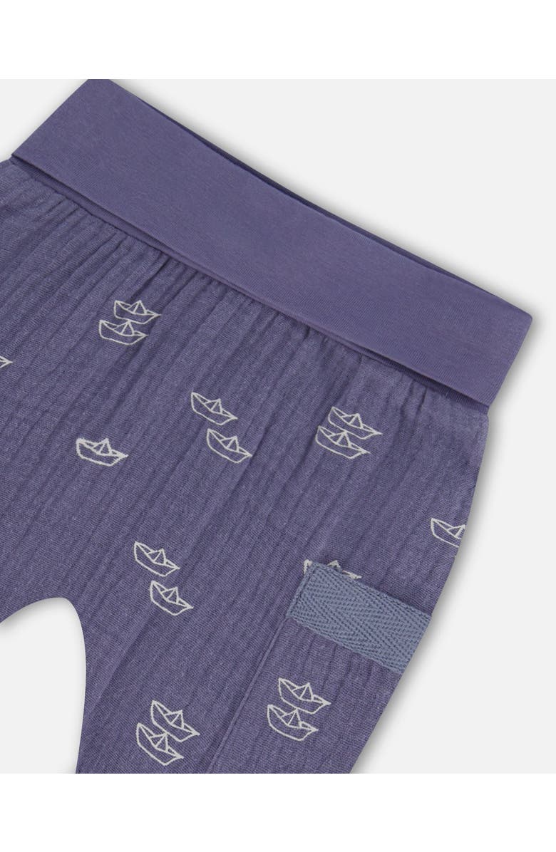 Deux par Deux Baby Boy's Organic Cotton Top And Muslin Pant Set Striped Navy, Alternate, color,