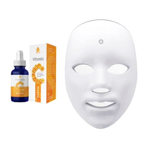 LED Skincare Bundle - 7-in-1 LED Light Therapy Face Mask + Vitamin C Serum (3 oz)