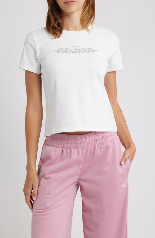 Puma Street Metallic Graphic Extra Slim Baby Tee In White