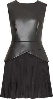 Milly Haddy Mixed Media Faux Leather Minidress