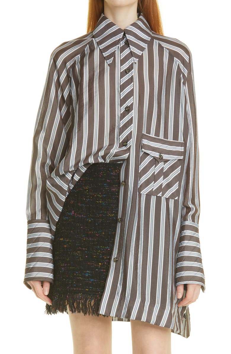 Ganni Stripe Oversize Button-Up Shirt, Main, color,