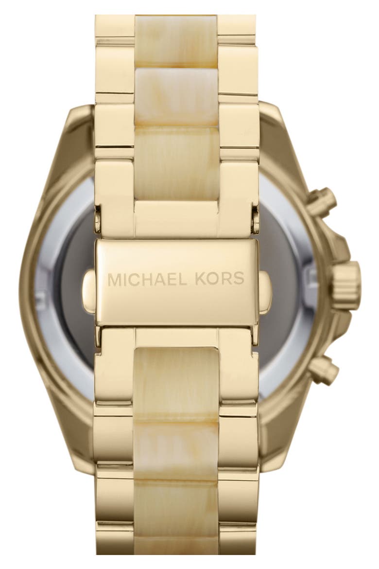 Michael Kors 'Bradshaw' Chronograph Bracelet Watch, Alternate, color, HORN/ GOLD