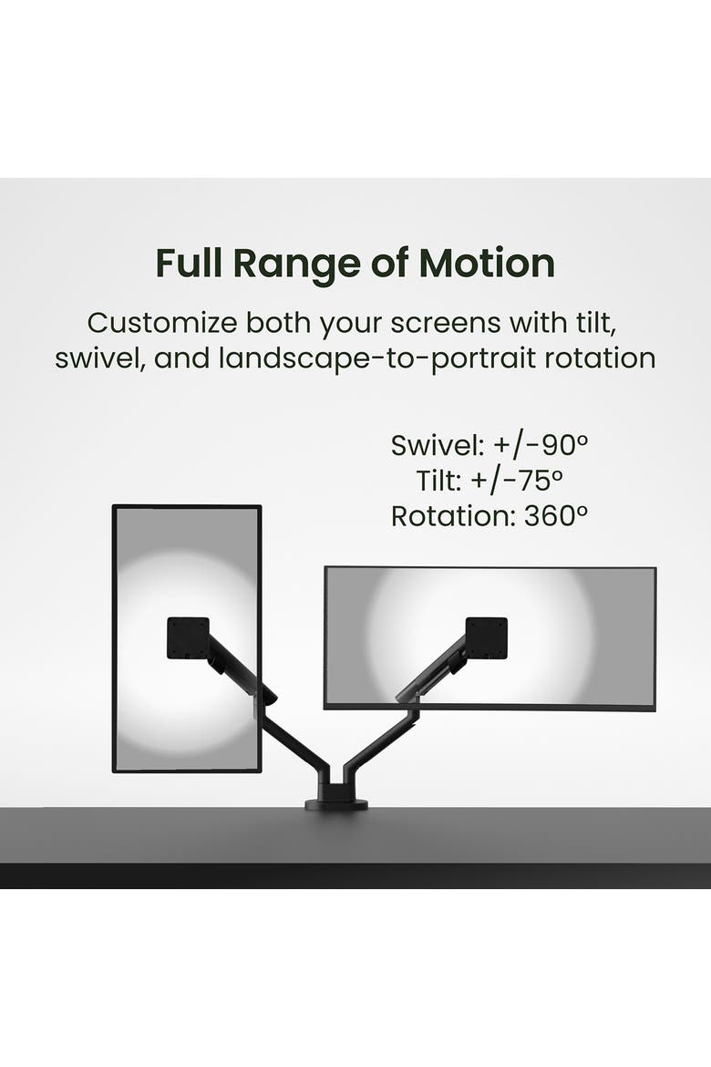 DM2 Dual Monitor Desktop Mount for 17 - 35 inch Displays, Alternate, color, Black