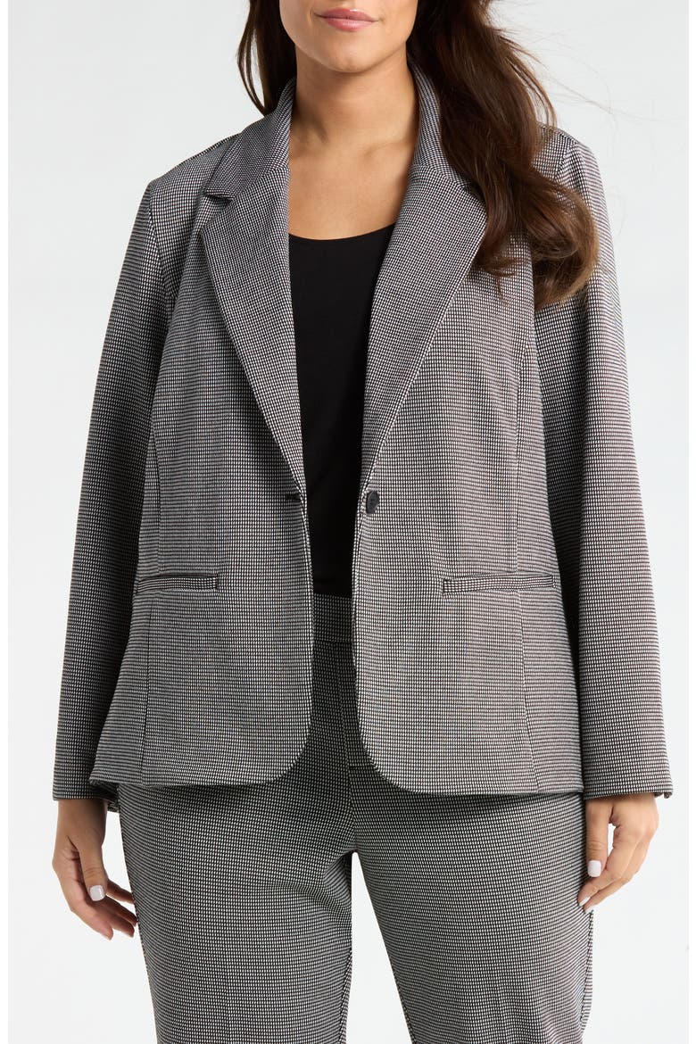 One-Button Blazer, Alternate, color, BLACK/ WHITE MINI CHECK