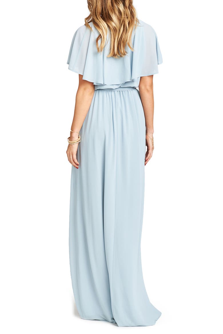 Audrey Ruffle Wrap Front Gown, Alternate, color, STEEL BLUE CHIFFON