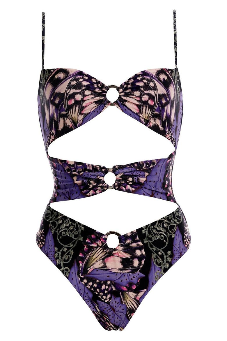 Conga Mbar Cutout One-Piece Swimsuit, Alternate, color, PURPLE