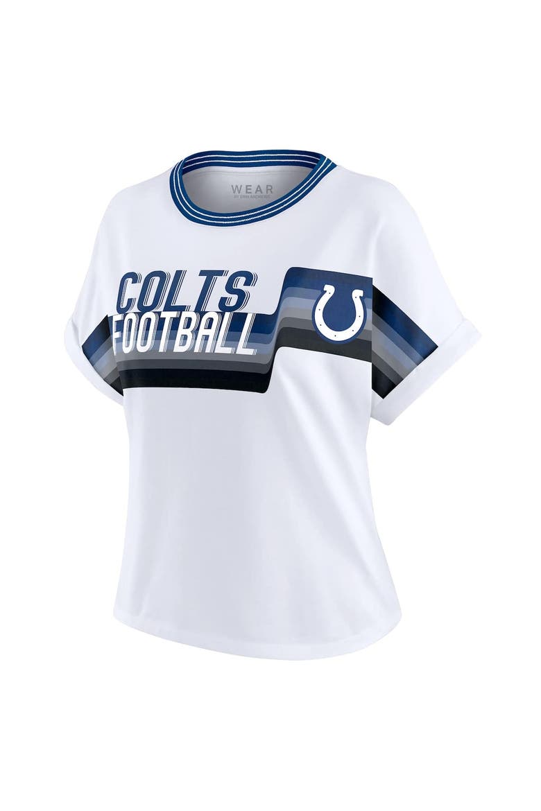 Women's WEAR by Erin Andrews White Indianapolis Colts Cropped Center Stripe Dolman T-Shirt, Alternate, color, White
