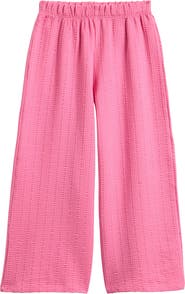 NEXT Kids' Textured Wide Leg Stretch Cotton Pants
