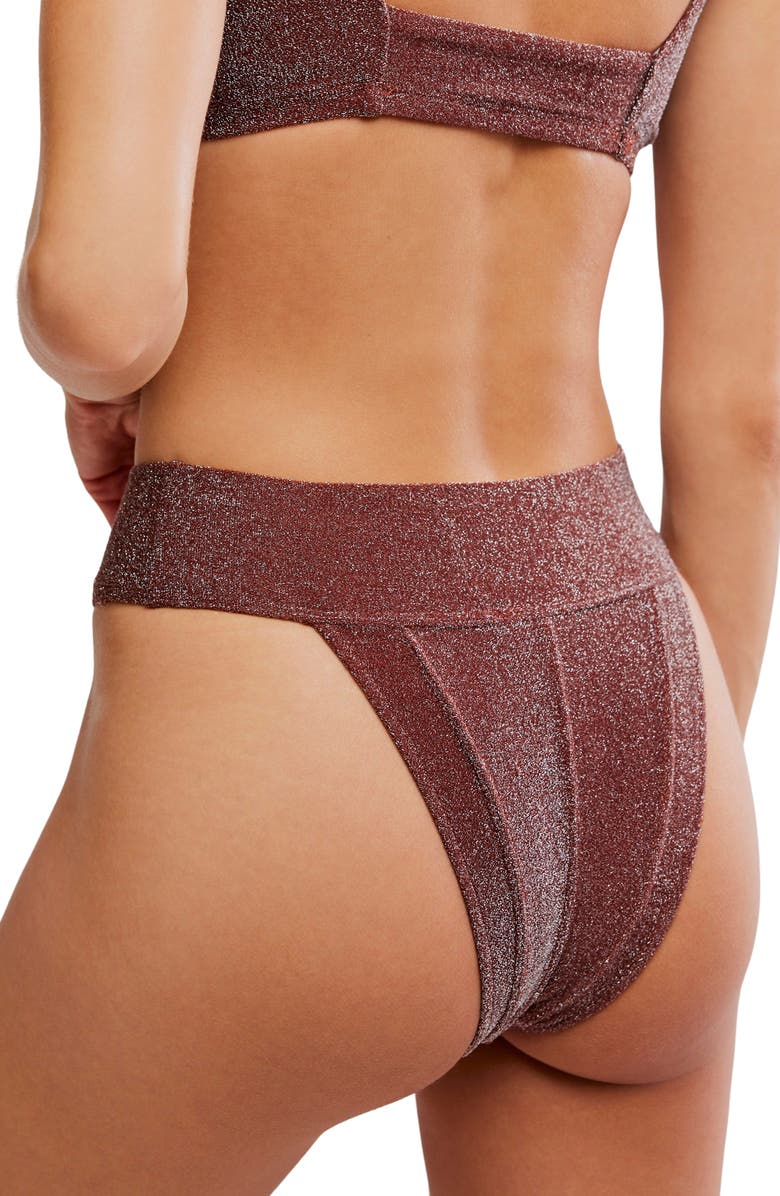 free-est by Free People Blair Metallic Bikini Bottoms, Alternate, color, Noisette