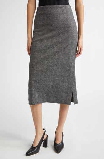 Vince Glen Plaid Side Slit Midi Skirt