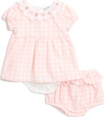 Two-Piece Strawberry Gingham Dress & Bloomers