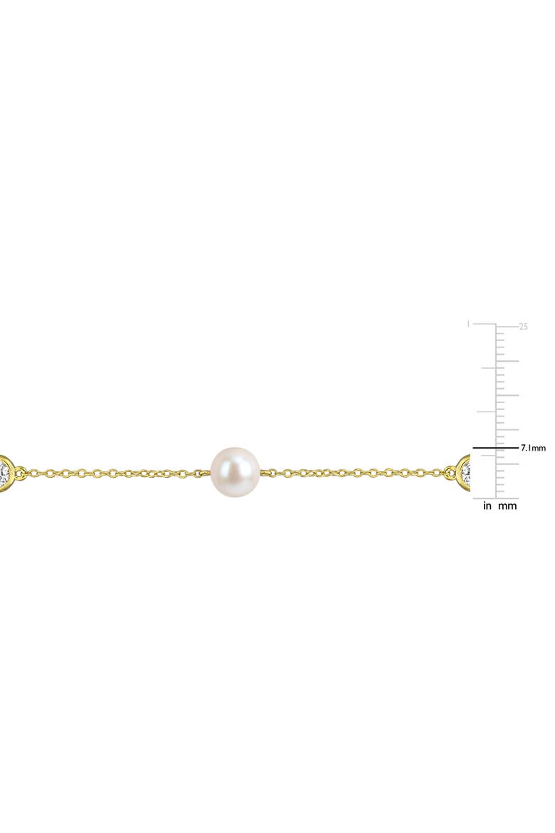 Cultured Pearl & Lab-Grown Diamond Station Necklace, Alternate, color, Yellow-Plated