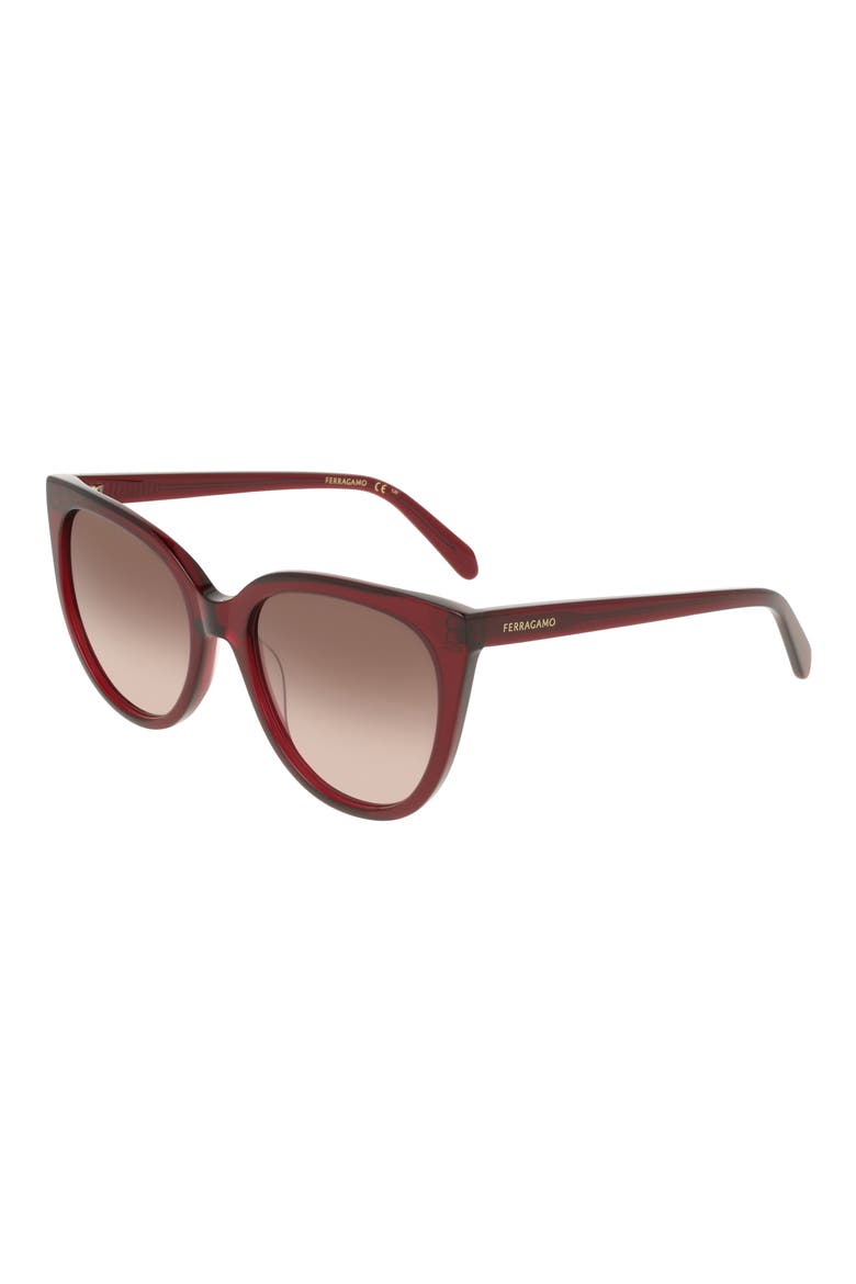 56mm Gradient Cat Eye Sunglasses, Alternate, color, TRANSPARENT WINE