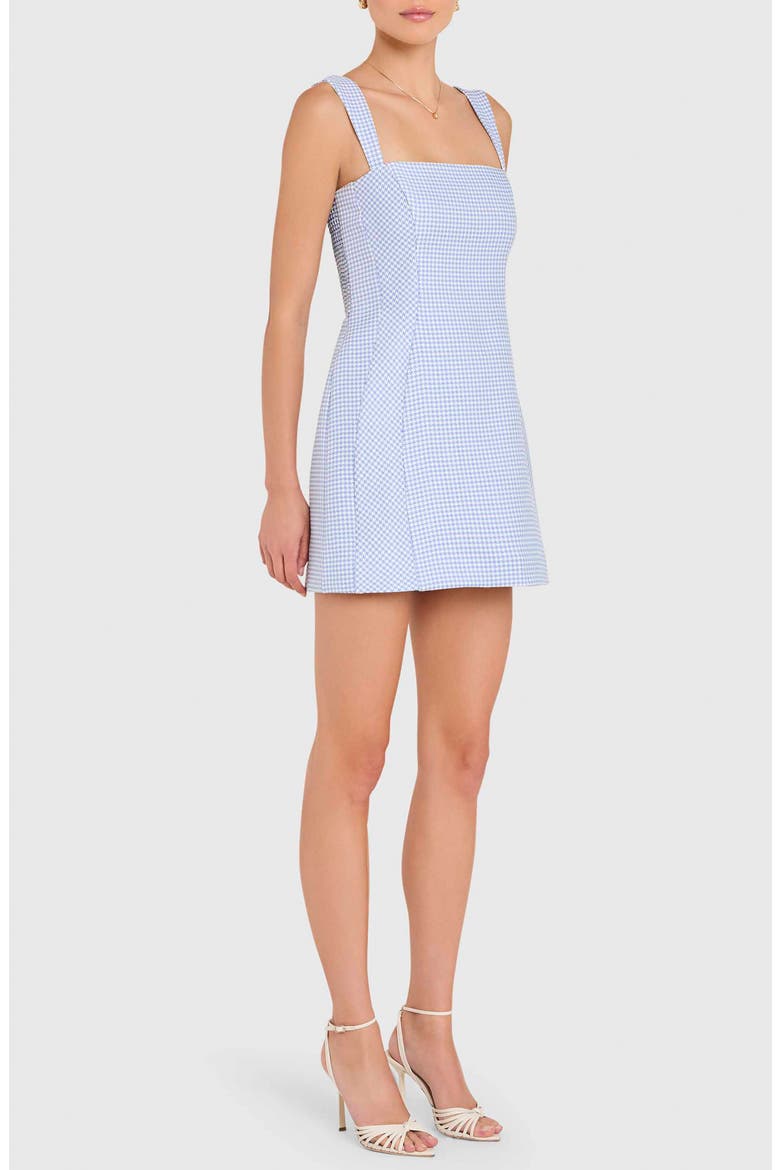 Andreina Houndstooth Check Cocktail Minidress, Alternate, color, ATLANTIC/ IVORY