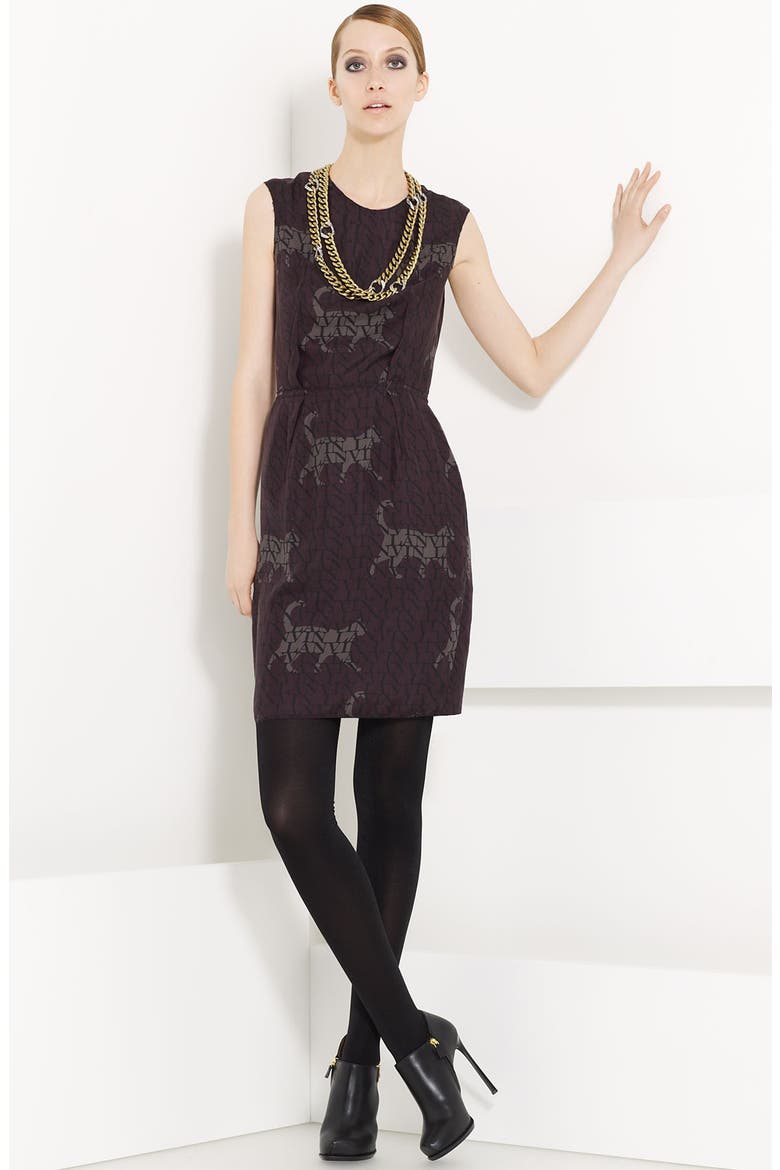 Cat & Logo Print Washed Silk Dress, Main, color, PRUNE