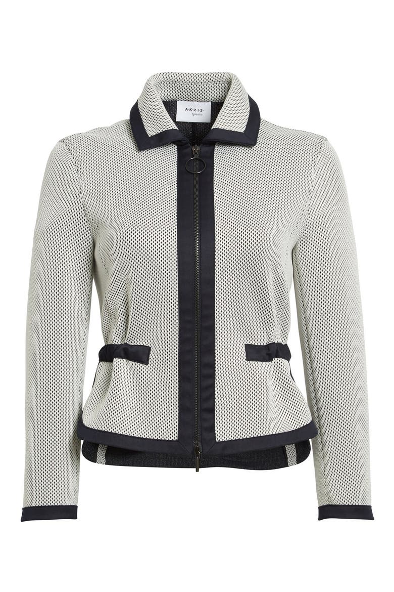 Zip Front Mesh Jacket, Alternate, color, CREAM