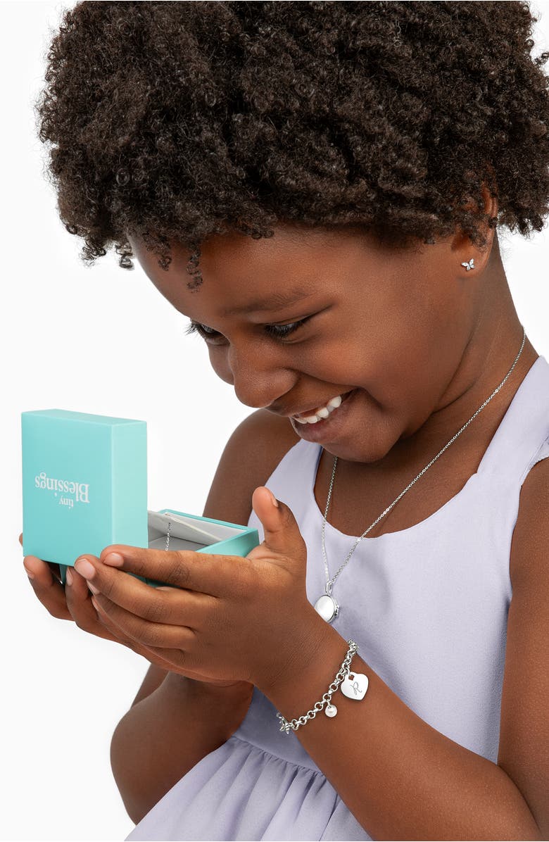 Tiny Blessings Sterling Silver Classic Charm Bracelet & Engraved Initial 6.25" Bracelet, Alternate, color, Silver - R