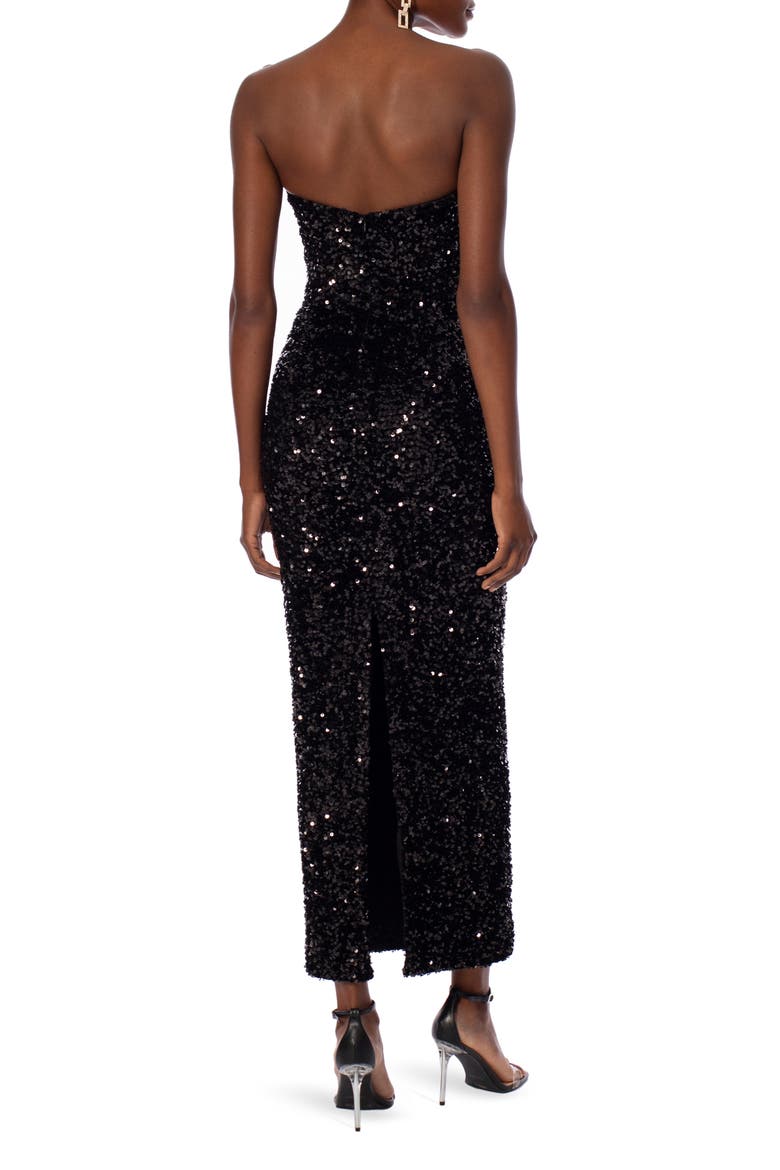 Leslie Sequin Strapless Gown, Alternate, color, BLACK