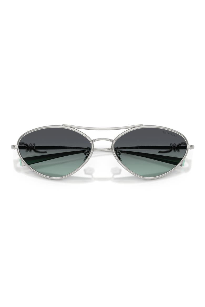 58mm Irregular Sunglasses, Alternate, color, SILVER / AZURE GRADIENT GREY