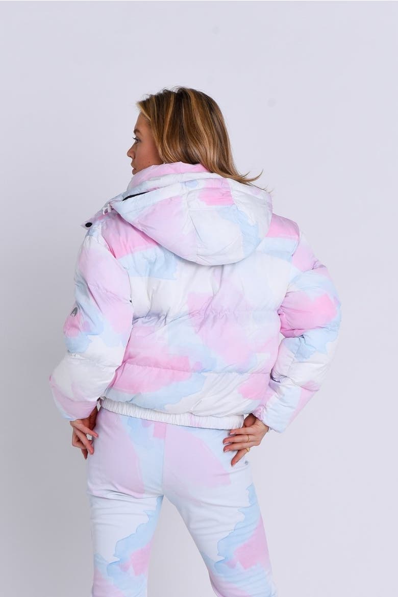 Chic Puffer Jacket Watercolour, Alternate, color, Pink, Multicolor