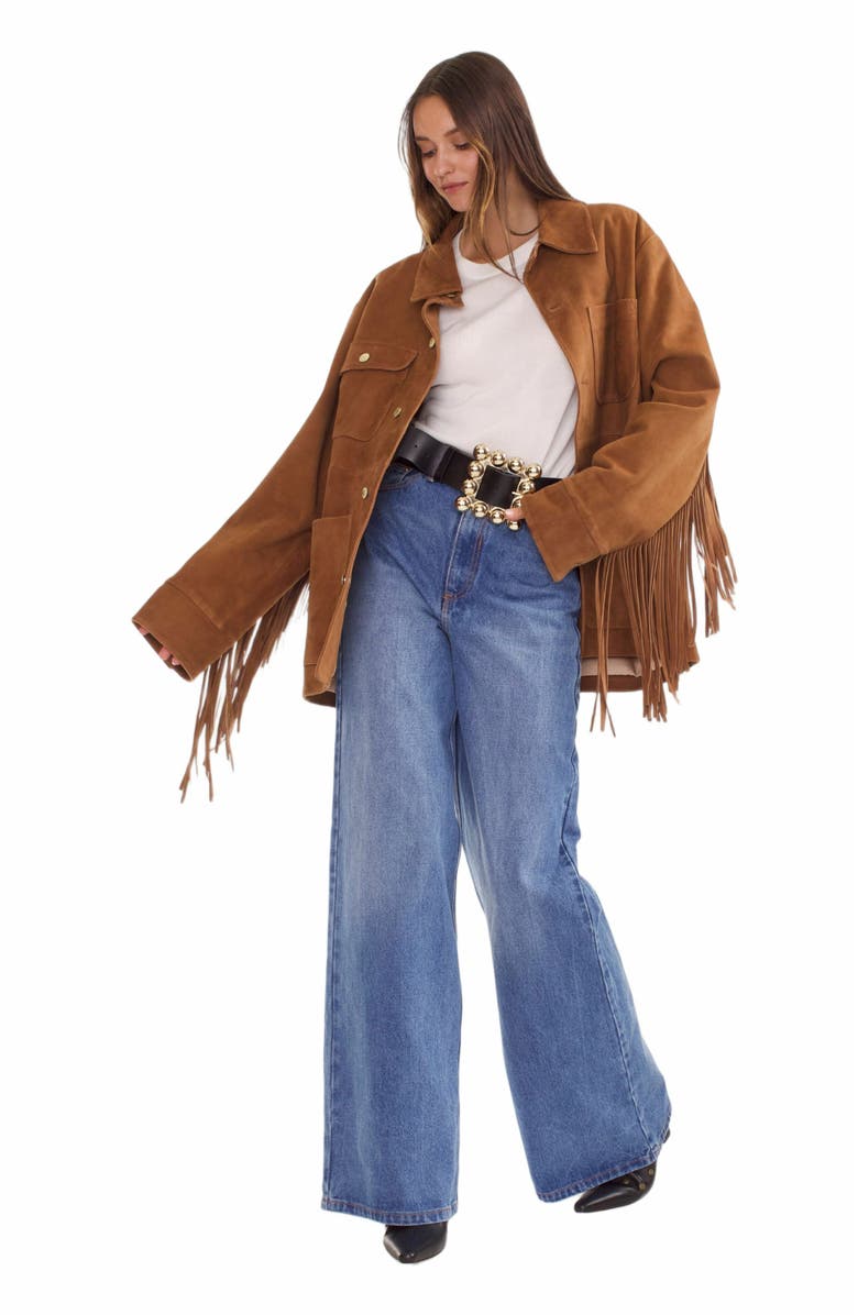 Cynthia Rowley FRINGE SUEDE JACKET, Main, color,