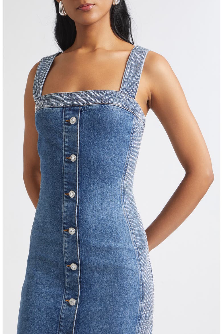 Amanda Rhinestone Denim Midi Dress, Alternate, color, RHINESTONE MID CERULEAN