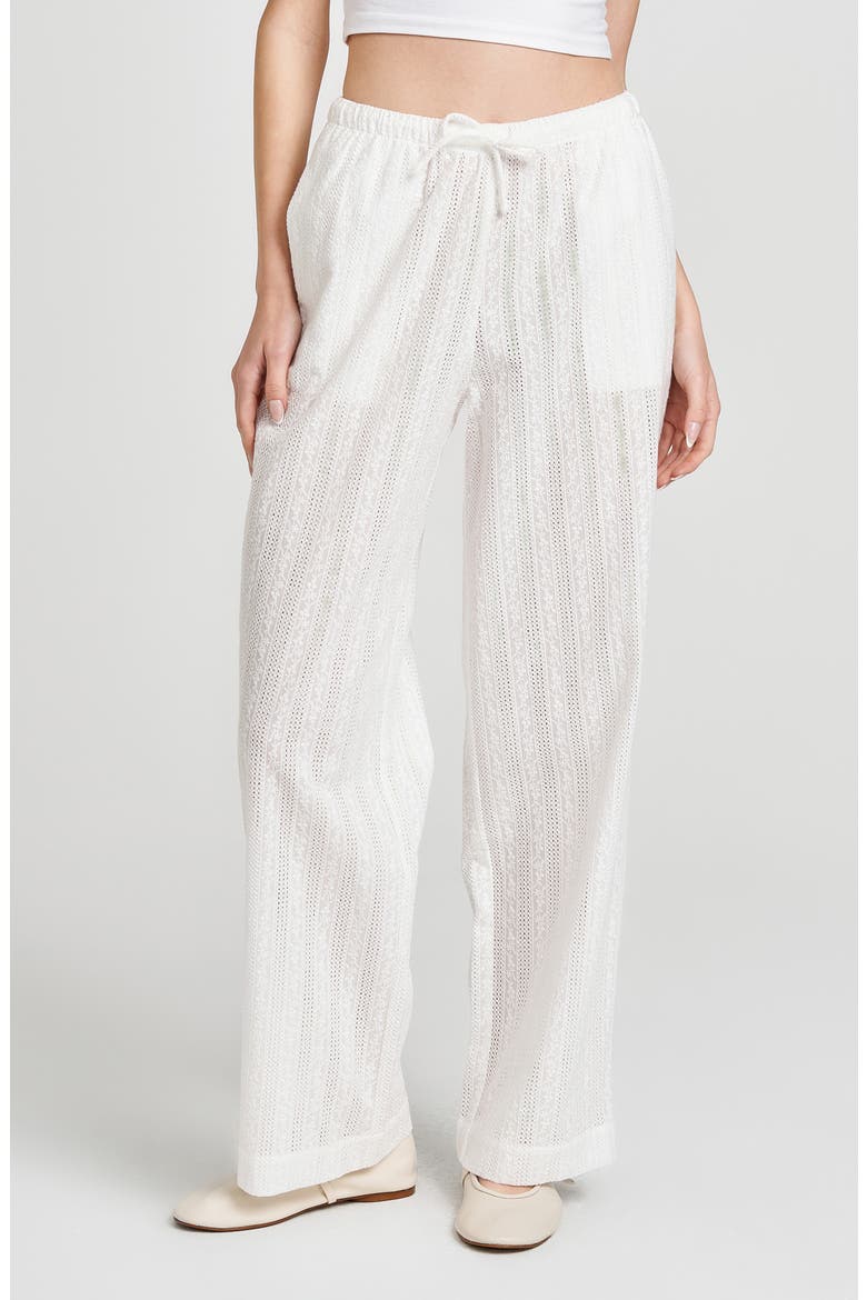 Eve Cotton Eyelet Drawstring Pants, Main, color, IVORY