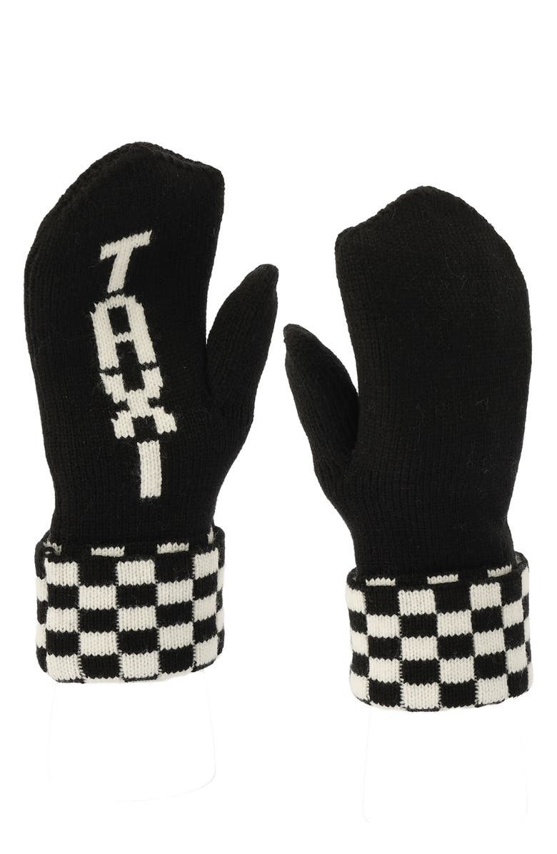 Kate Spade New York taxi checkerboard graphic mittens, Alternate, color,