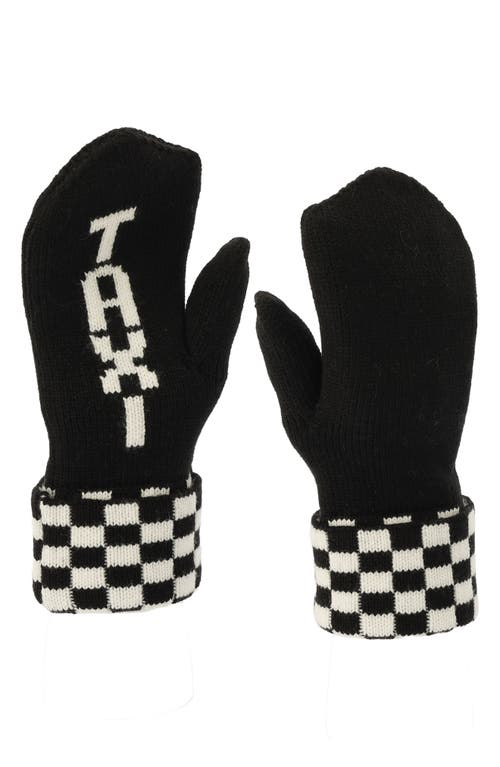 Kate Spade New York Taxi Checkboard Wool-blend Mittens In Black