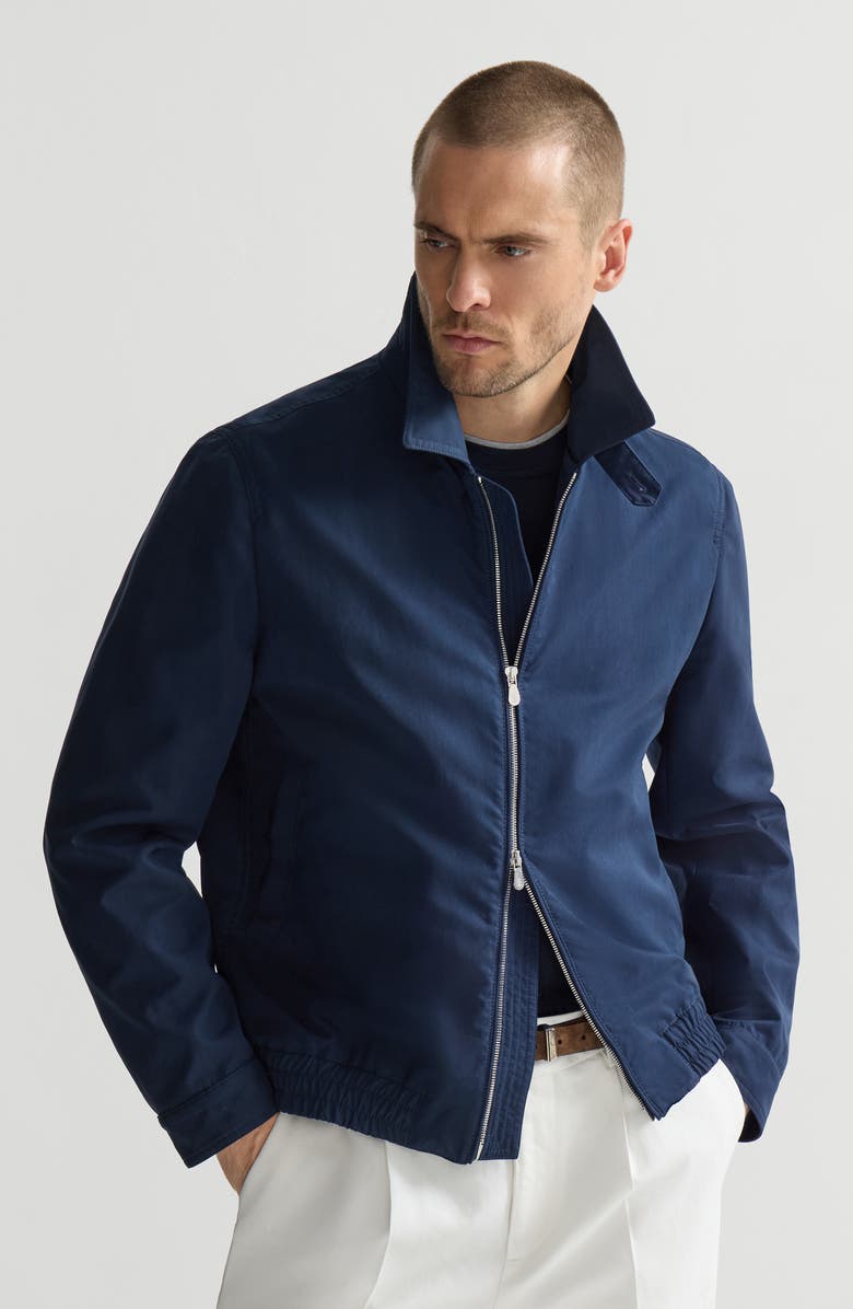 Brunello Cucinelli Microfiber outerwear jacket, Alternate, color, Blue